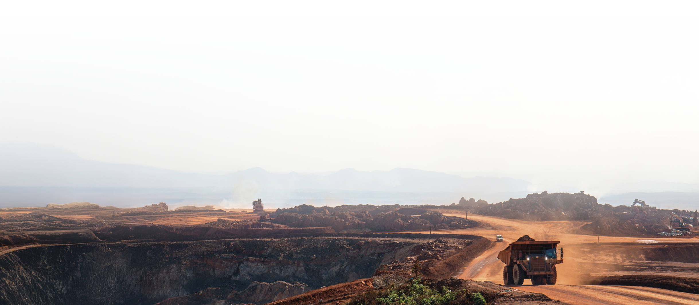 Dump truck in an open pit mine in Africa